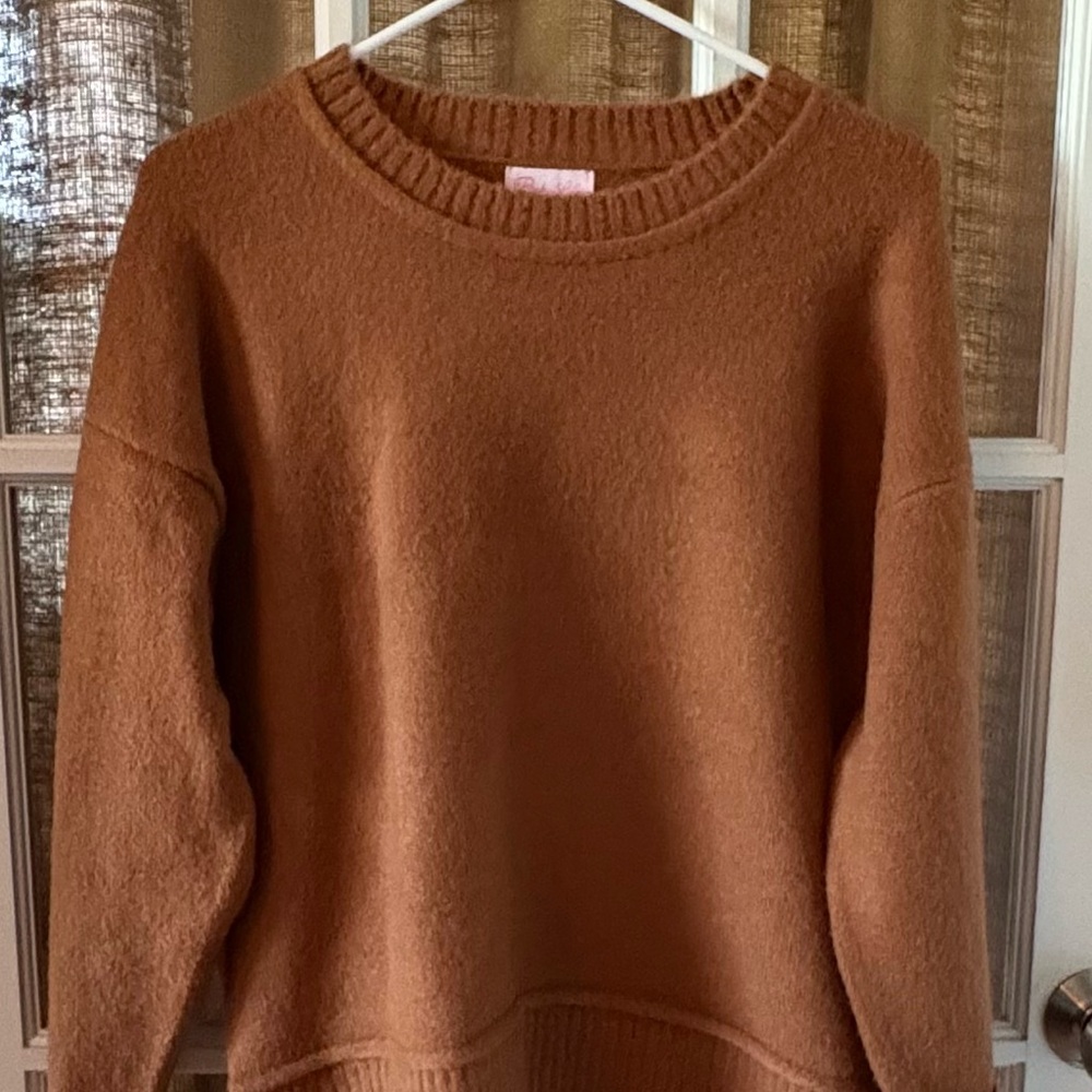 Pink Lily Warm Brown Crew Neck Sweater